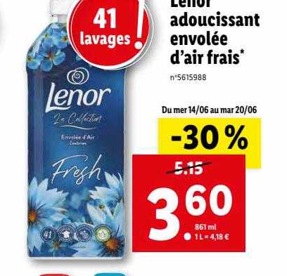 Promo Lenor fresh air adoucissant concentré chez Carrefour Market
