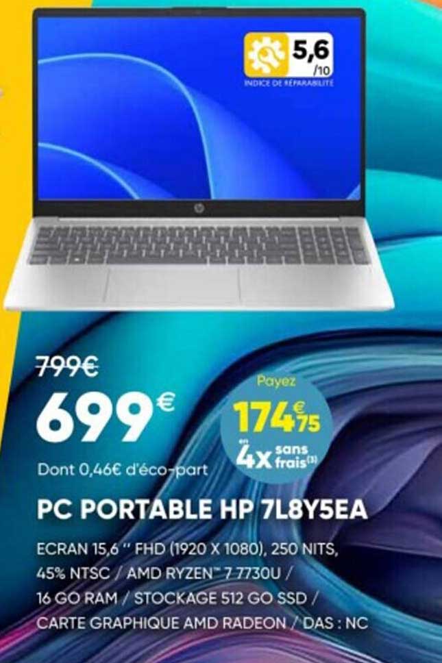 HP 7L8Y5EA - PC portable HP 