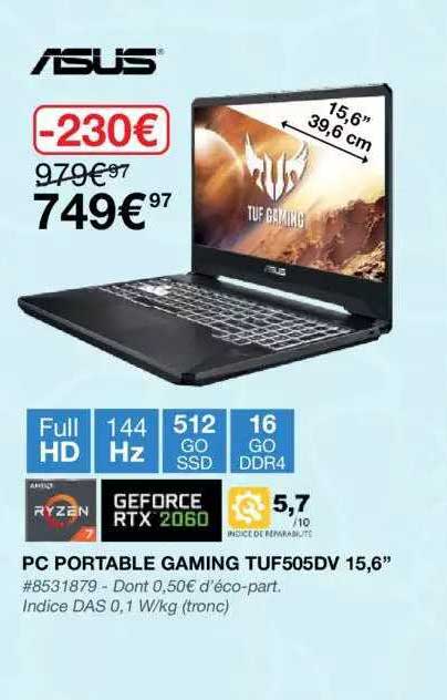 Offre Pc Portable Gaming Asus Tuf505dv 15 6 Chez Costco