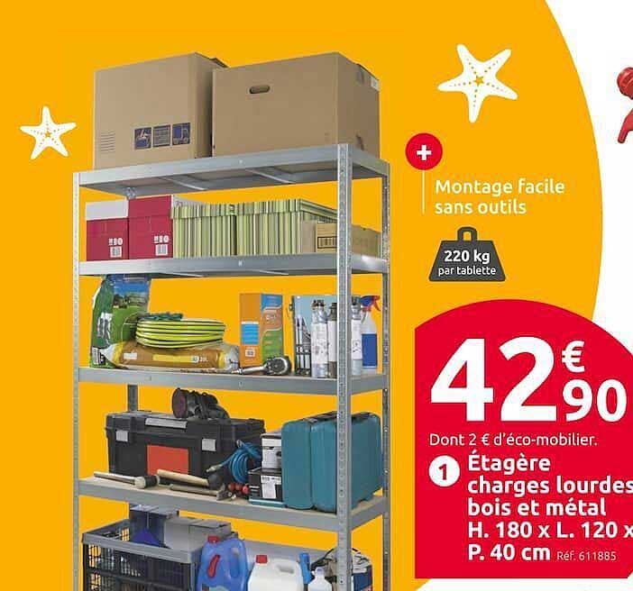 Étagère Industrielle Lourde 180x120x60 Cm - Capacité 1375 Kg, Réglable, Bleue