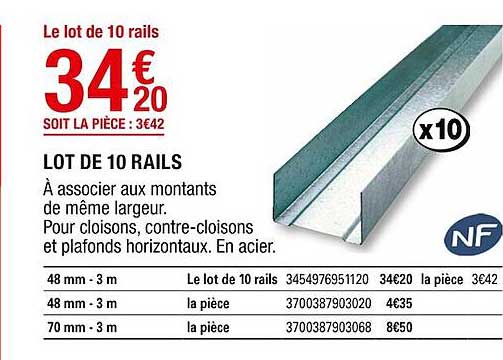 Promo Lot De 10 Rails Chez Brico D p t ICatalogue fr