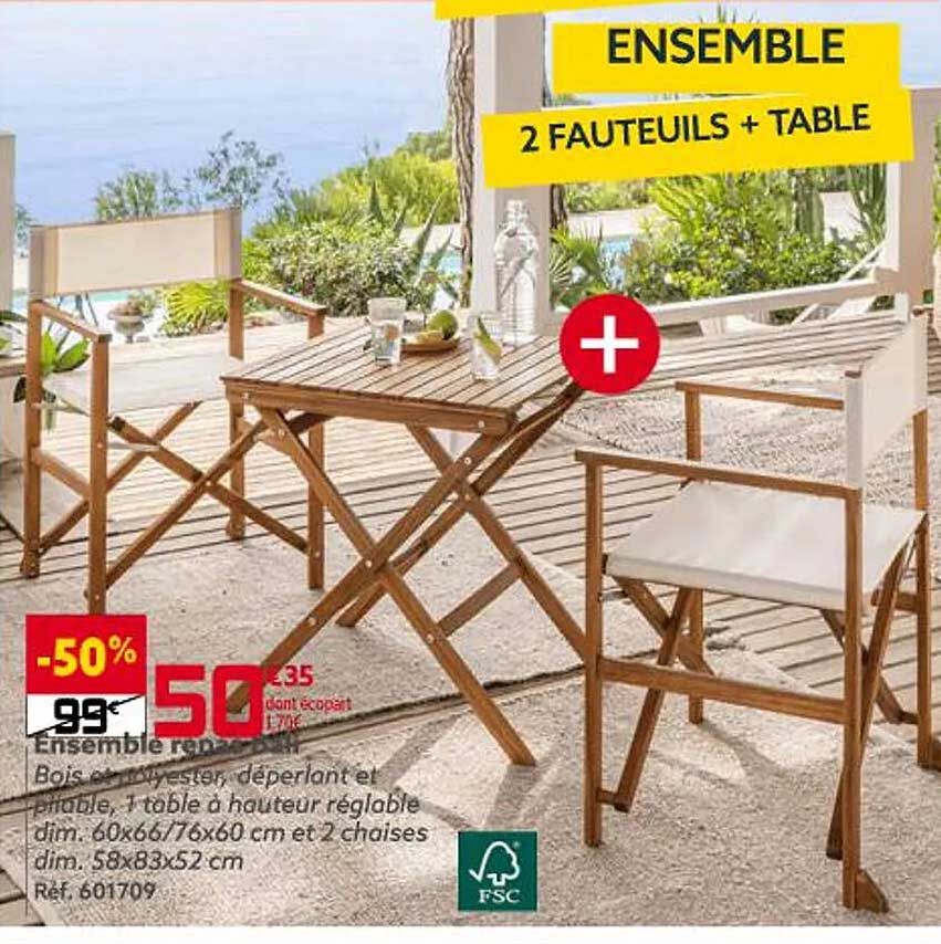 Promo Ensemble 2 Fauteuils + Table Chez GiFi - ICatalogue.fr