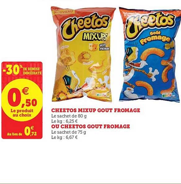 Promo Cheetos Mixup Gout Fromage Ou Cheetos Gout Fromage 30 Remise Immédiate chez U Express
