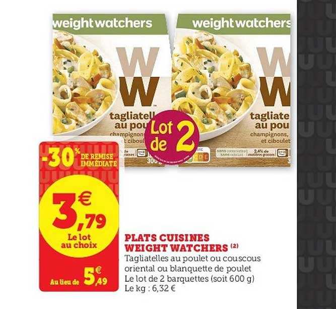 Promo Plats Cuisinés Weight Watchers -30% Remise Immédiate chez