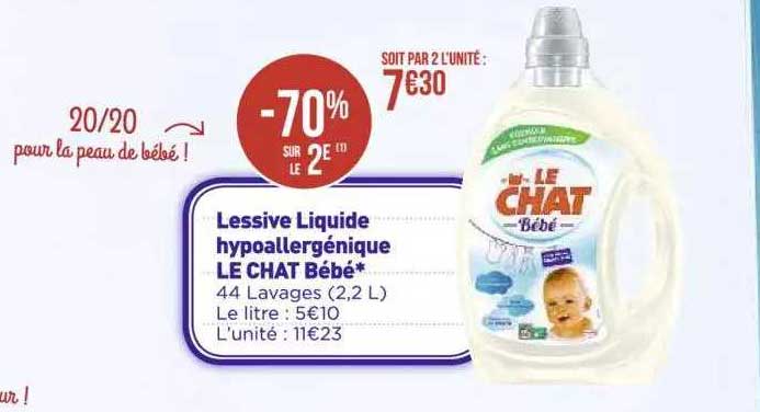 Promo Lessive Bébé Hypoallergénique Le Chat chez Intermarché