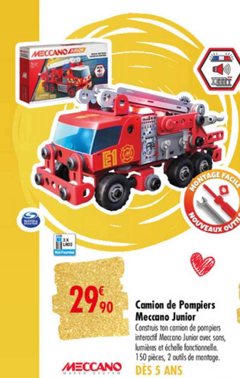 Véhicule camion de pompiers meccano junior SPINMASTER : le véhicule à Prix  Carrefour