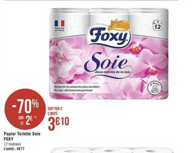 Promo Papier Toilette Soie Foxy -70% Sur Le 2e chez Casino
