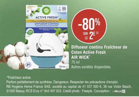AIR WICK : Active Fresh - Diffuseur continu à la fraîcheur de