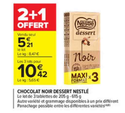 Promotion Nestlé Dessert Chocolat à pâtisser noir, Lot de 2 paquets de  2x205g