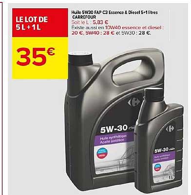 Huile 5W30 Essence Et Diesel 5L à Prix Carrefour