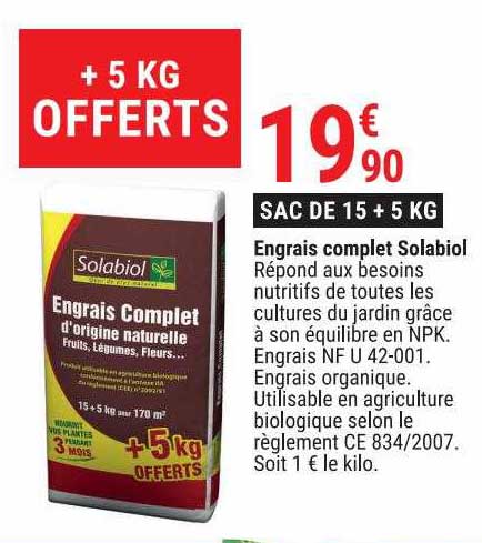 Promo Engrais Complet Solabiol Chez Gamm Vert Icatalogue Fr