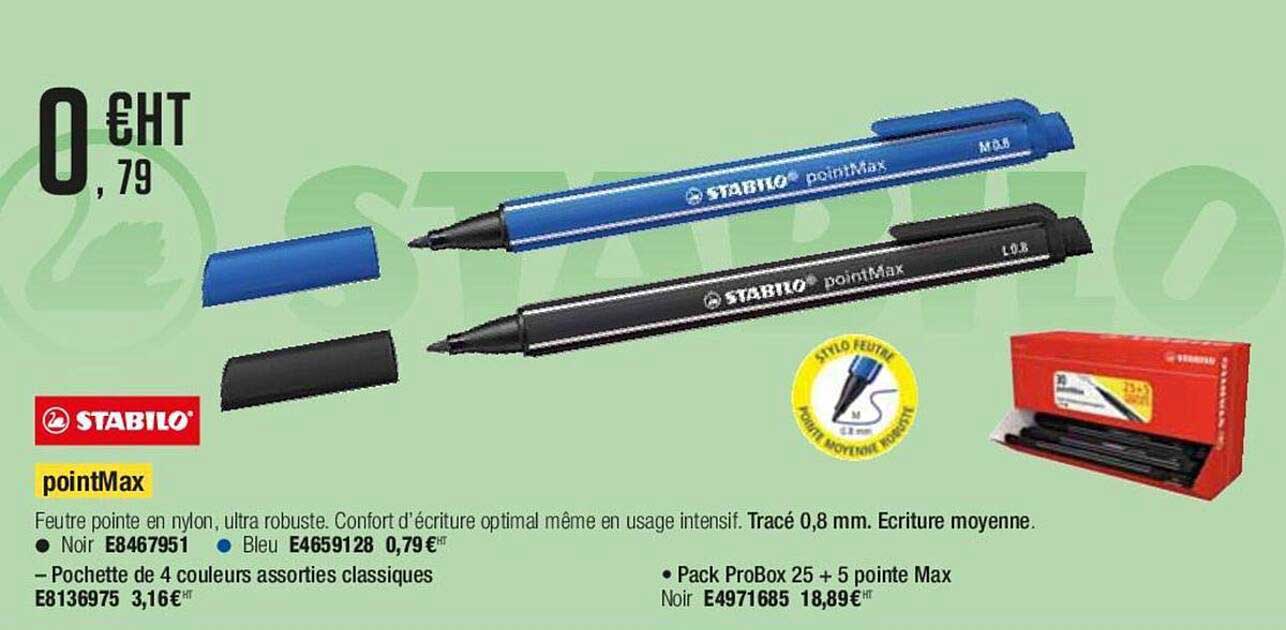 DUPLI K | STYLO-FEUTRE STABILO POINTMAX POINTE MOYENNE NYLON TRACÉ 0