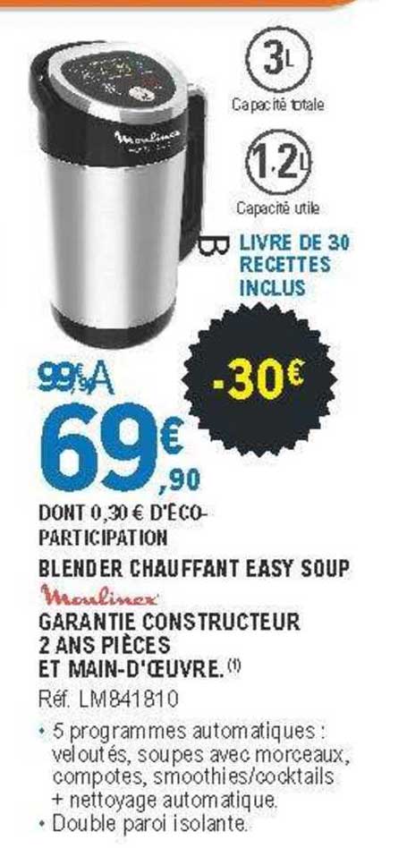 Blender chauffant MOULINEX Easy Soup LM841810