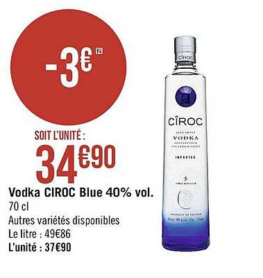 Casino Supermarchés Vodka Ciroc Blue 40% Vol.