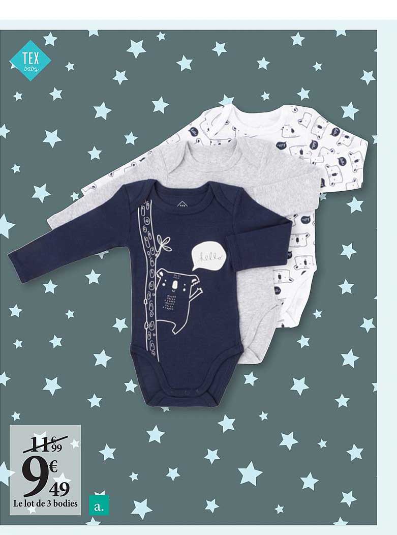 Offre Le Lot De 3 Bodies Tex Baby Chez Carrefour