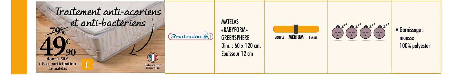 Offre Matelas Babyform Greensphere Roudoudou Chez Carrefour