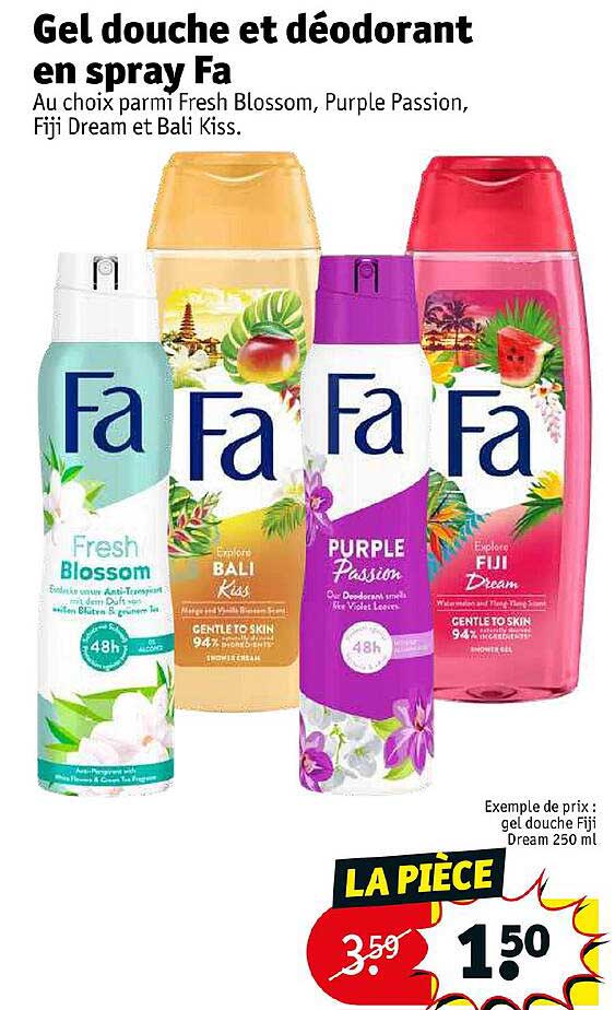 Promo Gel Douche Et Déodorant En Spray Fa chez Kruidvat iCatalogue.fr