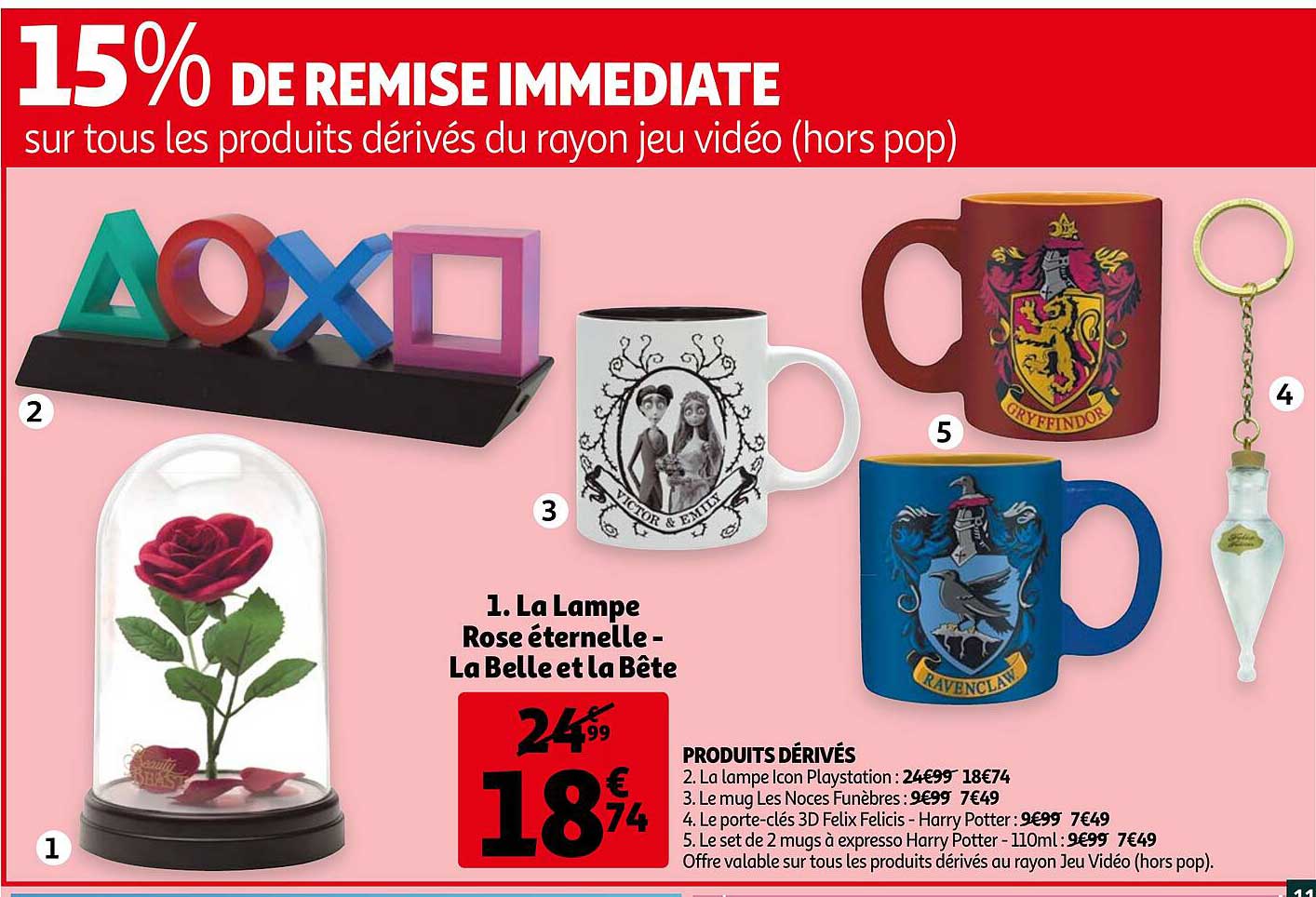 Offre La Lampe Rosé éternelle - La Belle Et La Bête chez Auchan