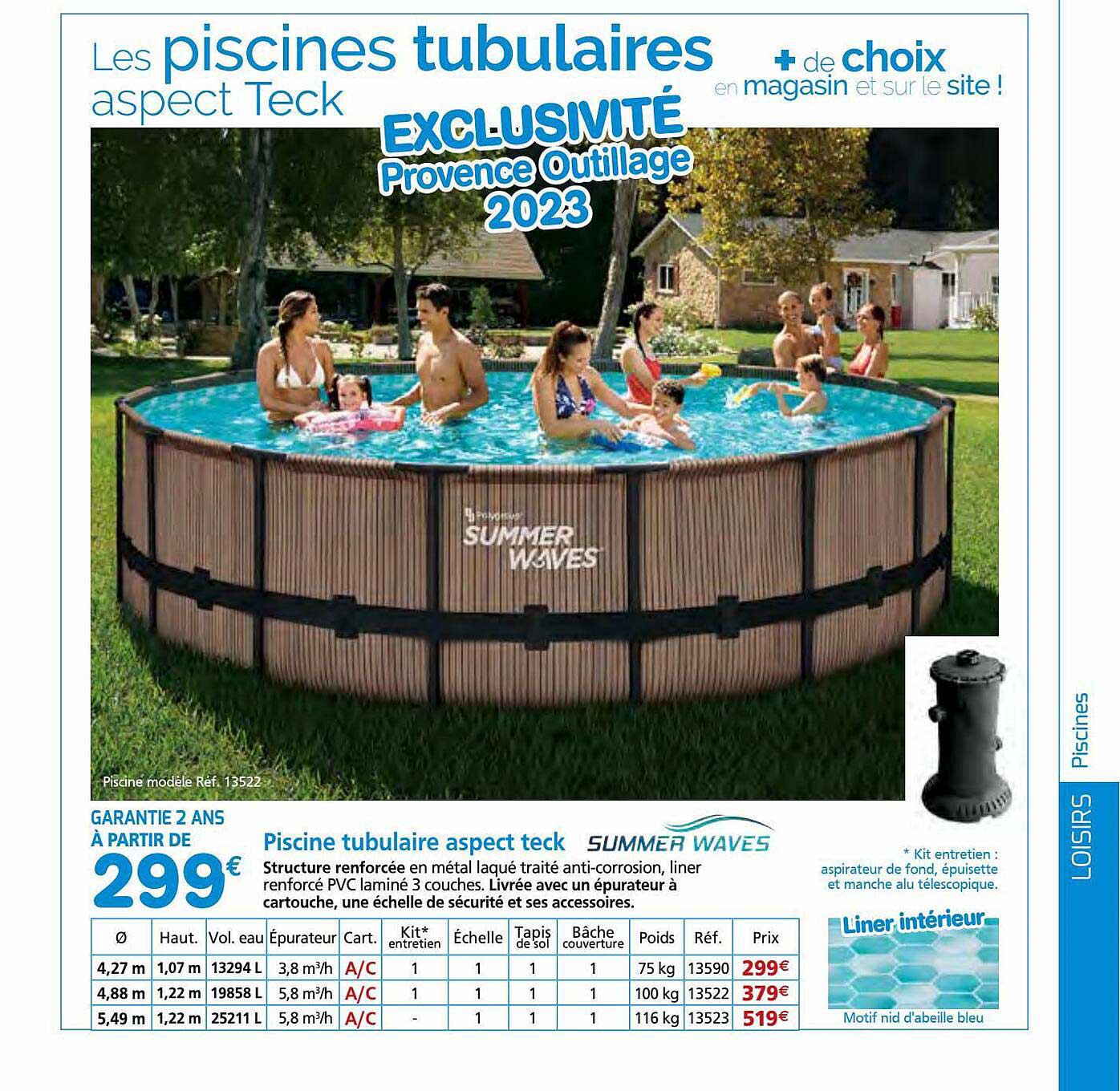 Piscine tubulaire (5,49x2,74x1,32m) Summer Waves - Provence Outillage