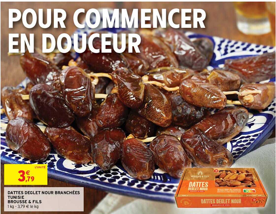 Intermarché Dattes Deglet Nour Branchées Tunisie Brousse & Fils