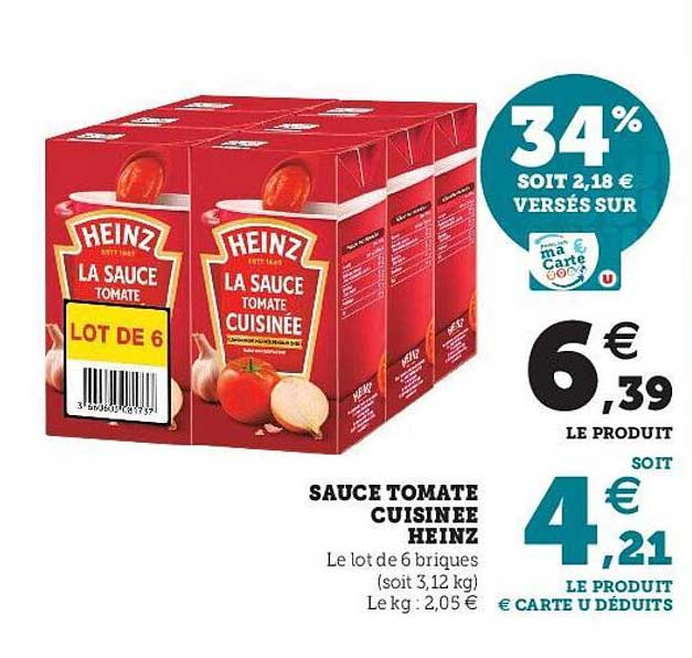 Offre Sauce Tomate Cuisinée Heinz chez Hyper U