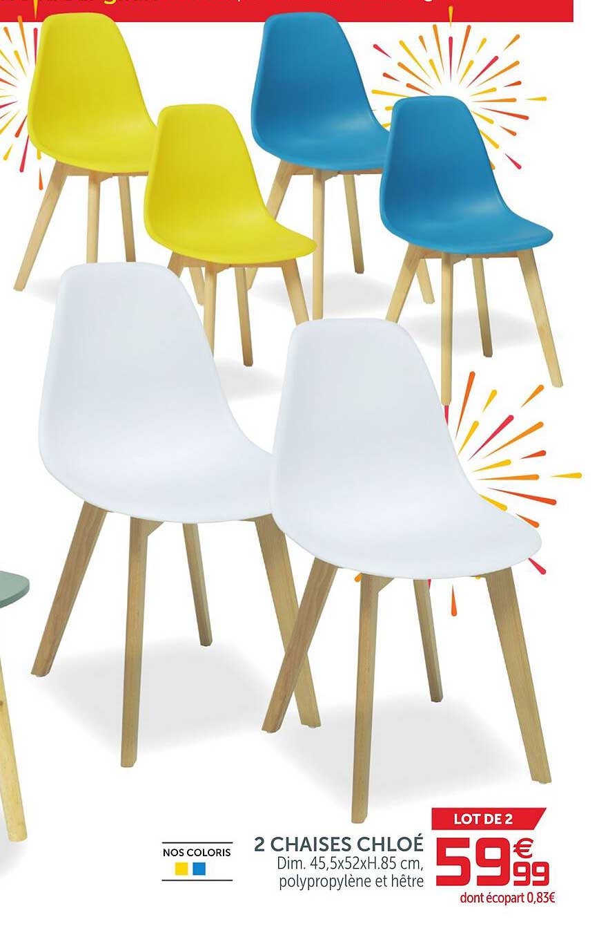 Get angry Spaceship Approval Offre 2 Chaises Chloé chez GiFi