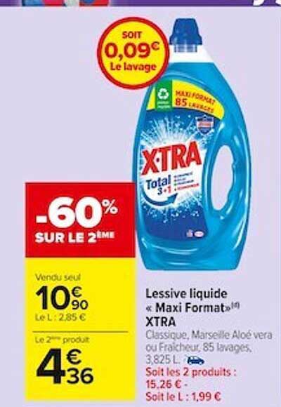 Lessive liquide X-TRA Total , 3,825L , 85 lavages