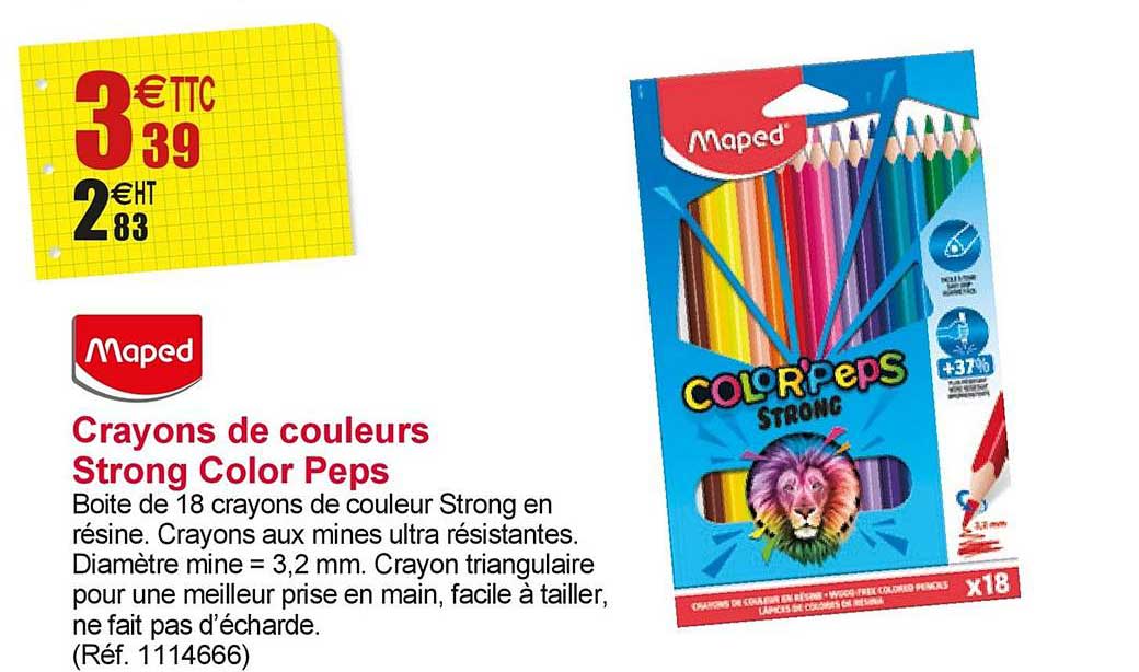 Offre 18 Crayons De Couleurs Strong Color Peps Maped chez Office Depot