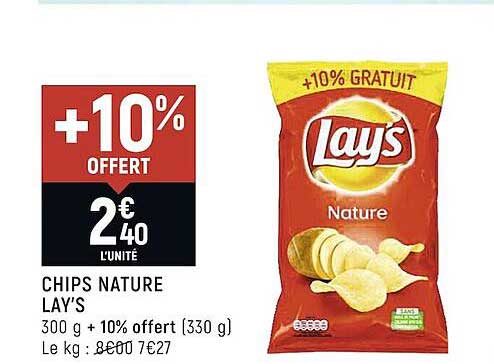 Promo Lays chips nature chez Super U