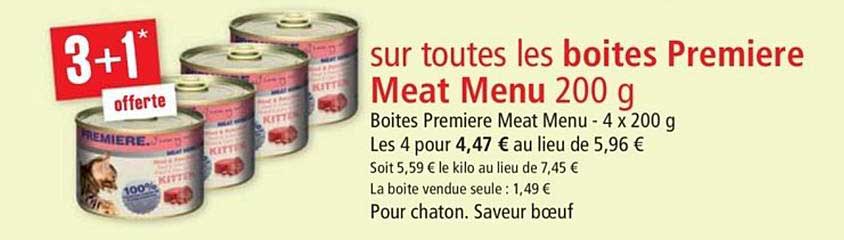 Offre Boites Premiere Meat Menu 0 G 3 1 Offerte Chez Maxi Zoo