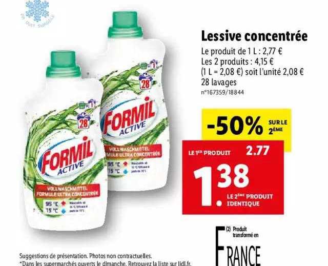 Offre Lessive Concentr e Formil Active Chez Lidl