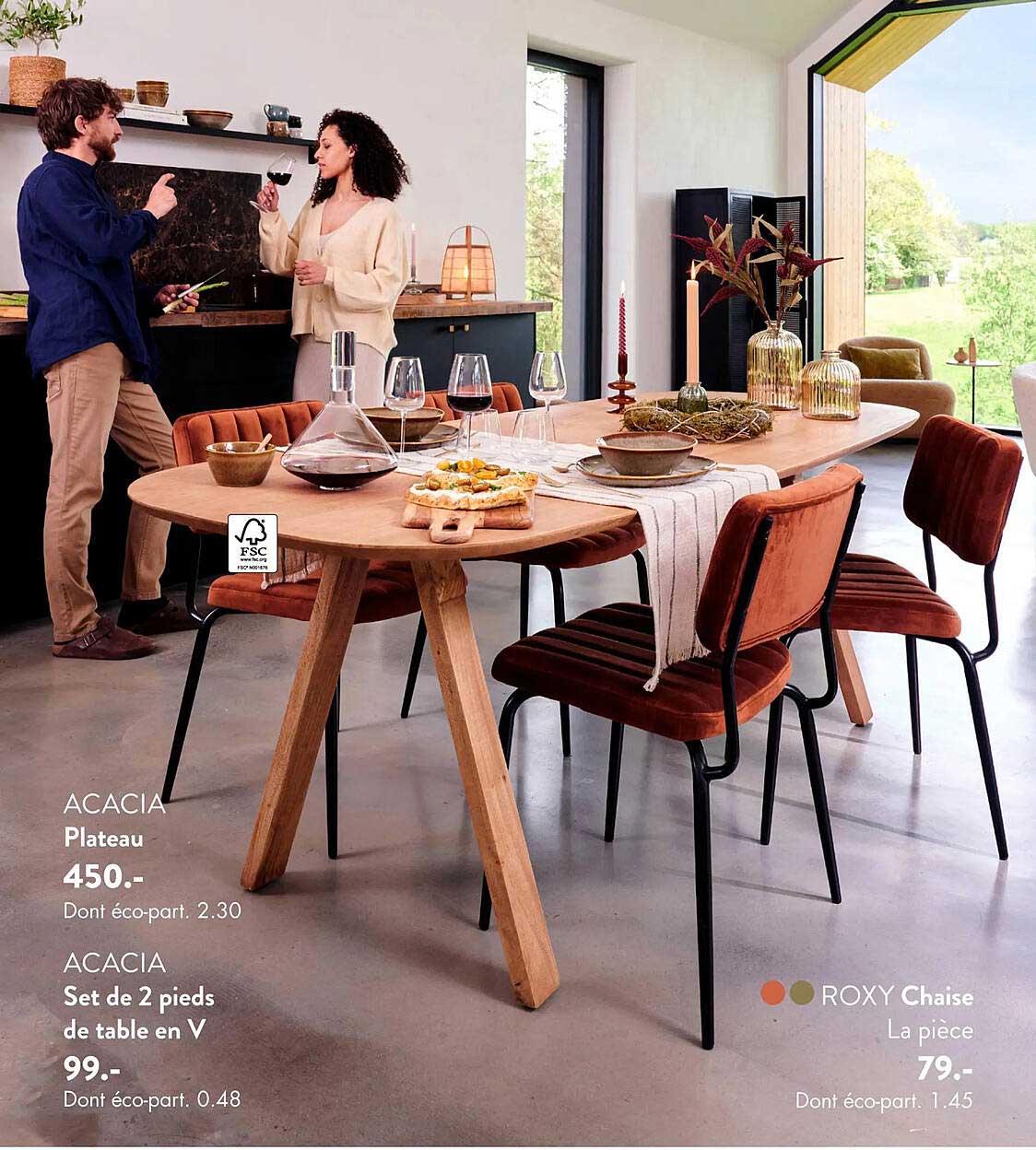 Promo Acacia Plateau Ou Set De 2 Pieds De Table En V Ou Roxy Chaise