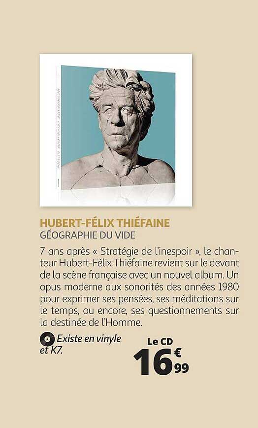 Géographie du vide - Hubert-Félix Thiéfaine - CD album - Achat & prix