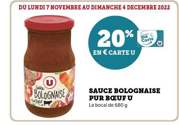 U Express Sauce Bolognaise Pur Bœuf U