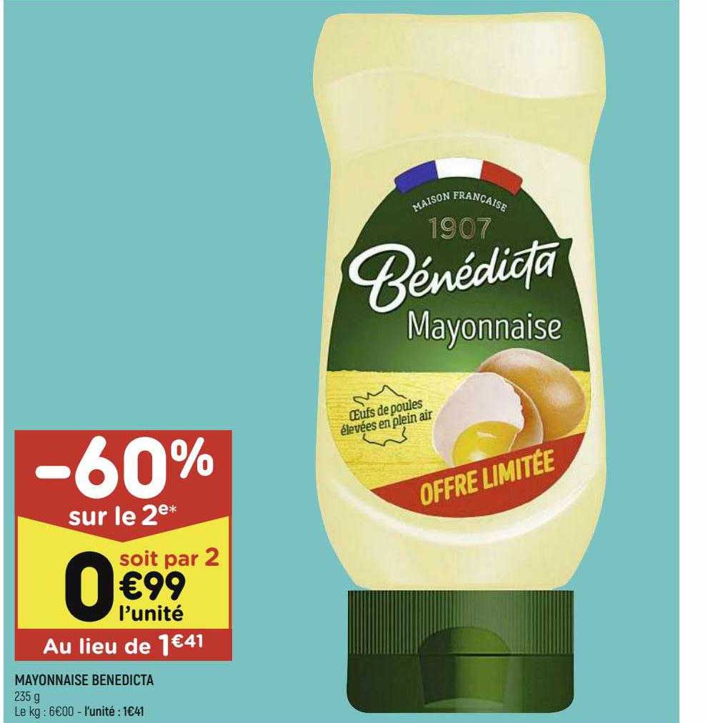 Offre Mayonnaise Bénédicta chez Leader Price