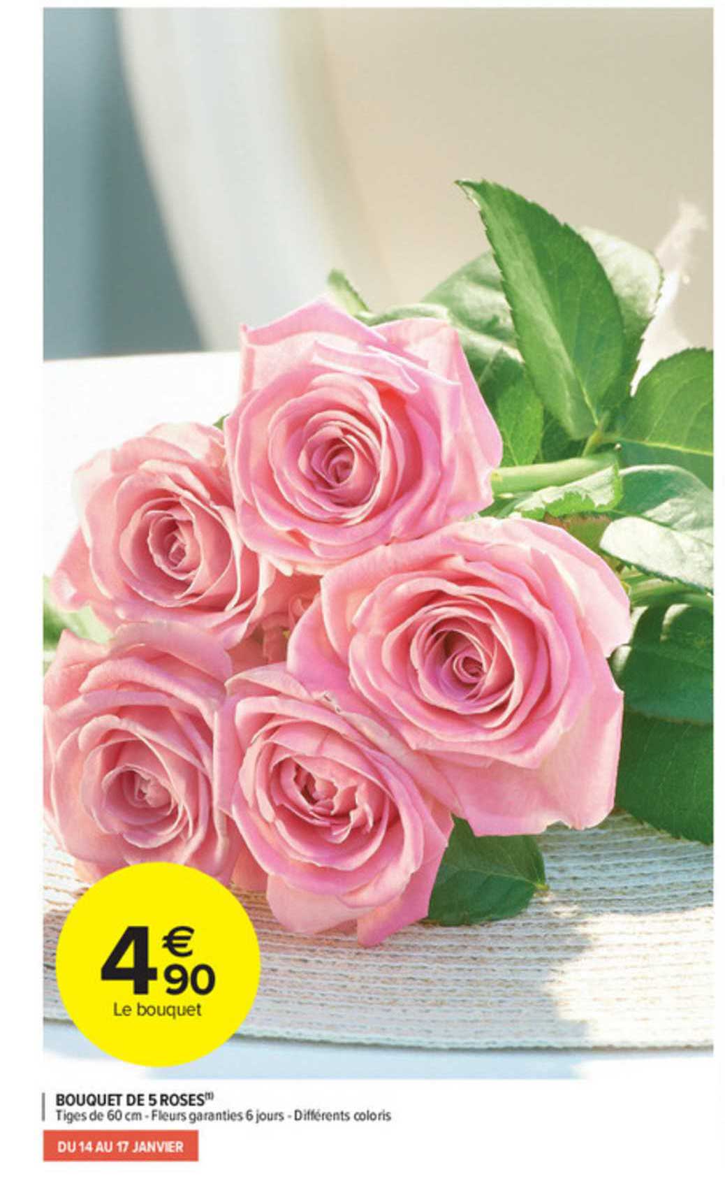 Offre Bouquet De 5 Roses chez Carrefour Market