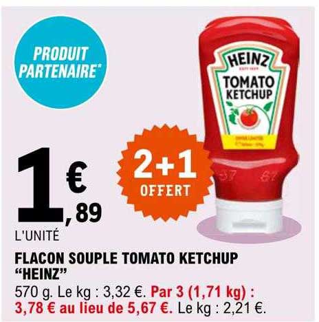 Ketchup HEINZ : le flacon de 570g à Prix Carrefour