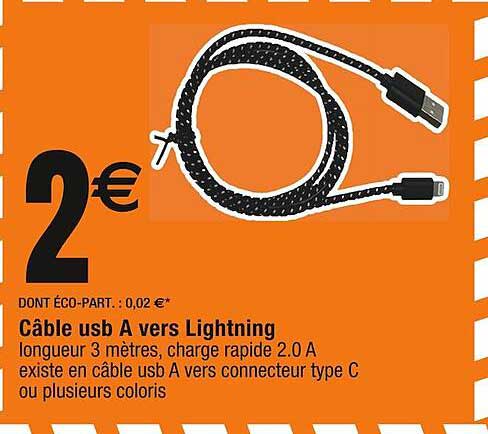 Câble USB-A Vers Lightning Avec Voyant LED BoostCharge - 1 Mètre, Neuf Générique