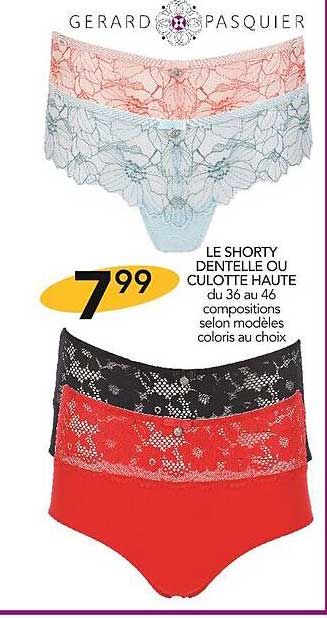 Promo Le Shorty Dentelle Ou Culotte Haute chez Stokomani - iCatalogue.fr