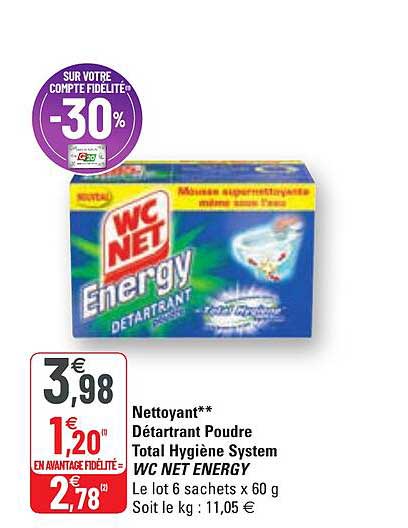 WC Net Energy Détartrant Total Hygiene system & Energy Poudre
