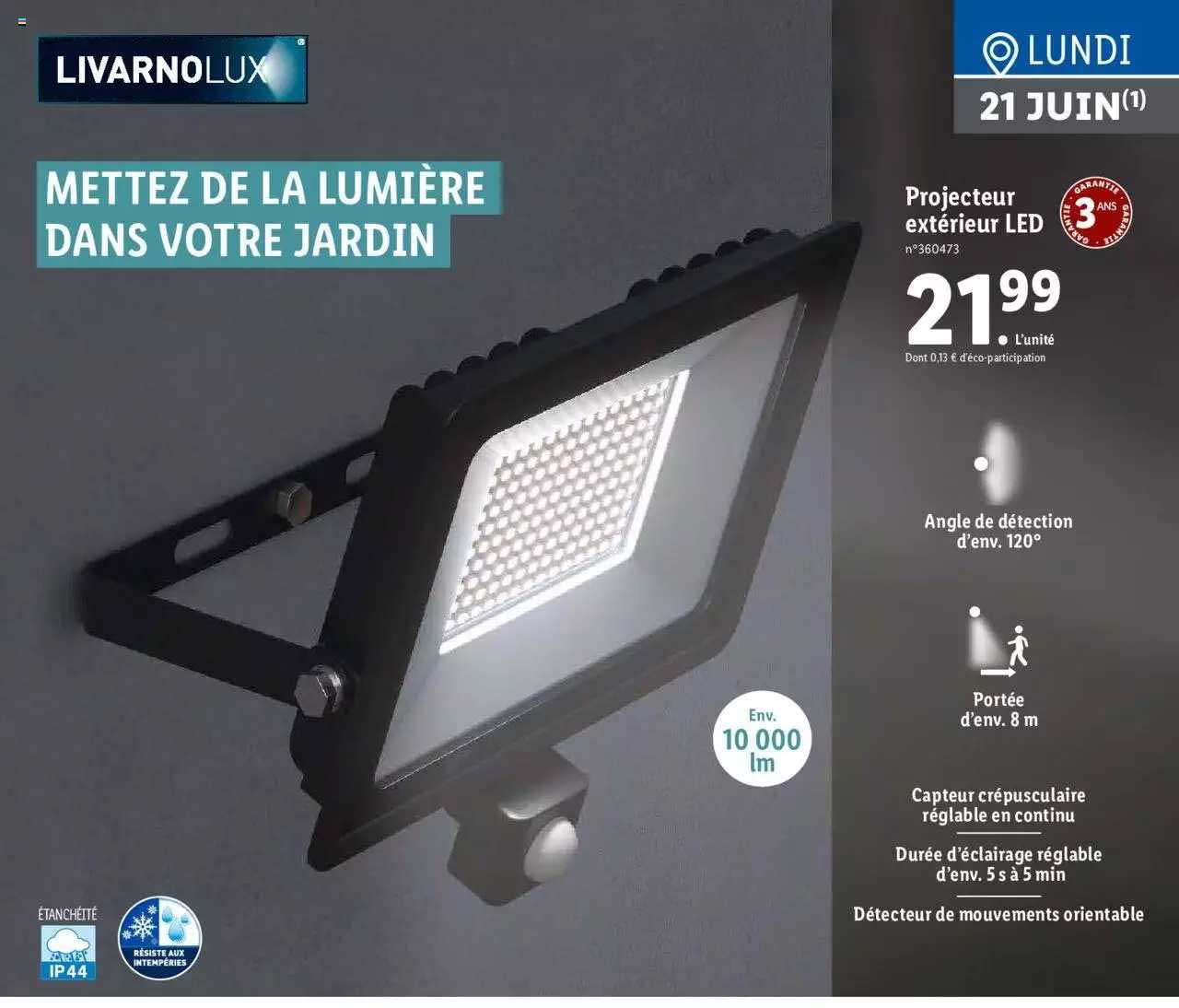 LIVARNO home Projecteur LED, avec détecteur de mouveme…