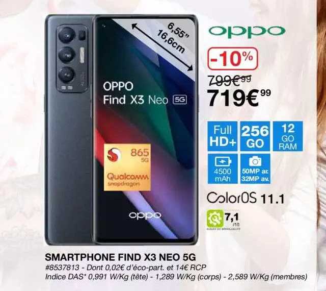 Offre Smartphone Find X3 Neo 5g Oppo chez Costco