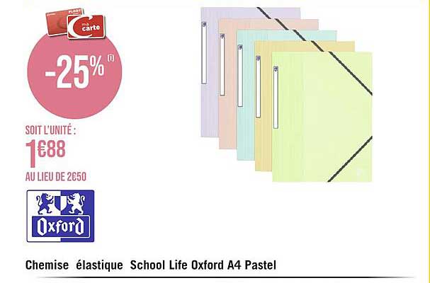 Lot 2 Porte-Vues Oxford School Life A4 80 Vues - Protège-Documents Avec Élastique Pastel