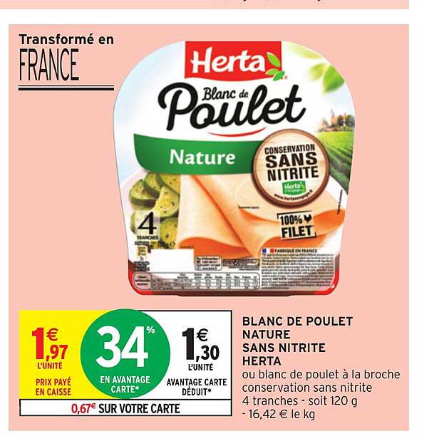 Promo Herta Blanc De Poulet Nature Sans Nitrite chez Intermarché Hyper iCatalogue.fr