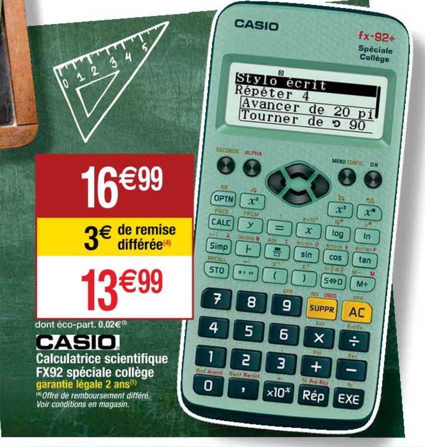 Calculatrice scientifique CASIO - Collège - FX92 Collège