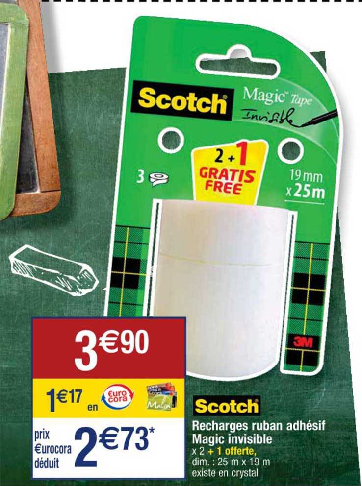 Réparation Documents Scotch Magic Ruban Adhésif Invisible - 6 Rouleaux 19mm X 33m - Dévidoir Noir C38 Et Ruban Crystal Scotch 19mm X 33m