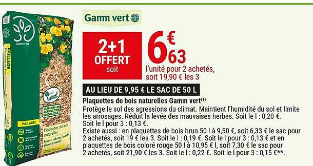 Plaquettes de bois naturelles GAMM VERT 50L - Le Comptoir Vert