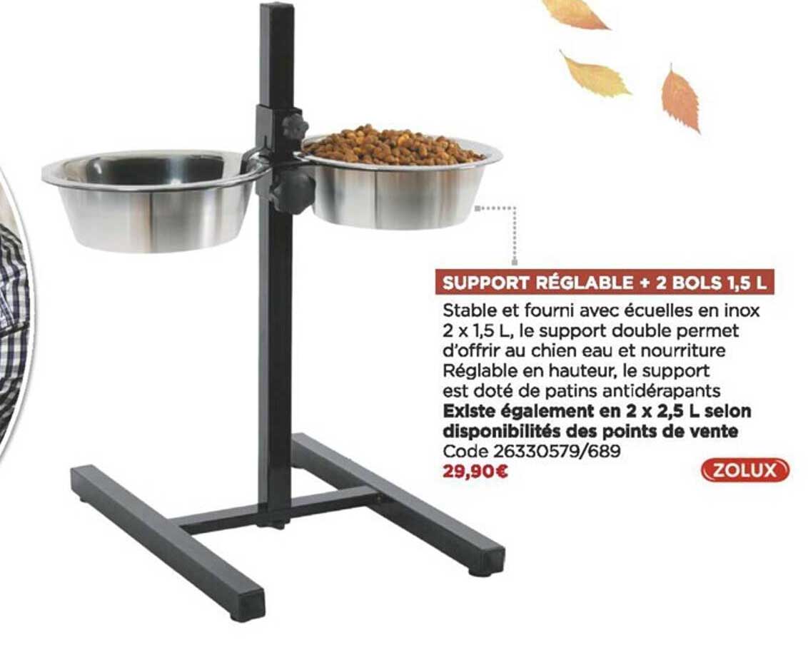 Gamelle Surélevée Réglable Pour Chien – 2 Bols Inox 1200ml + 1 Bol Anti-glouton 800ml – Hauteur 8 à 31 Cm, Stable, Pliable