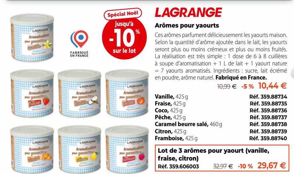 Aromatisation pour yaourt - lagrange - 425g