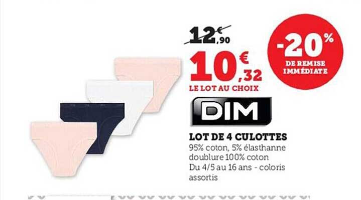 Promo Lot De 4 Culottes Dim chez Hyper U - iCatalogue.fr